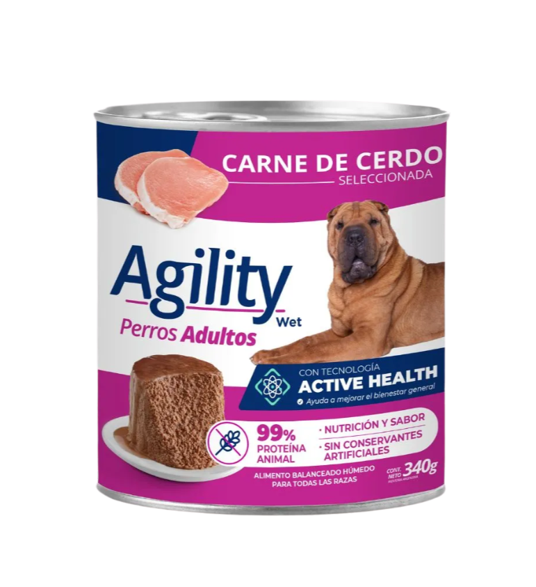 AGILITY LATA DOG CERDO 340GR