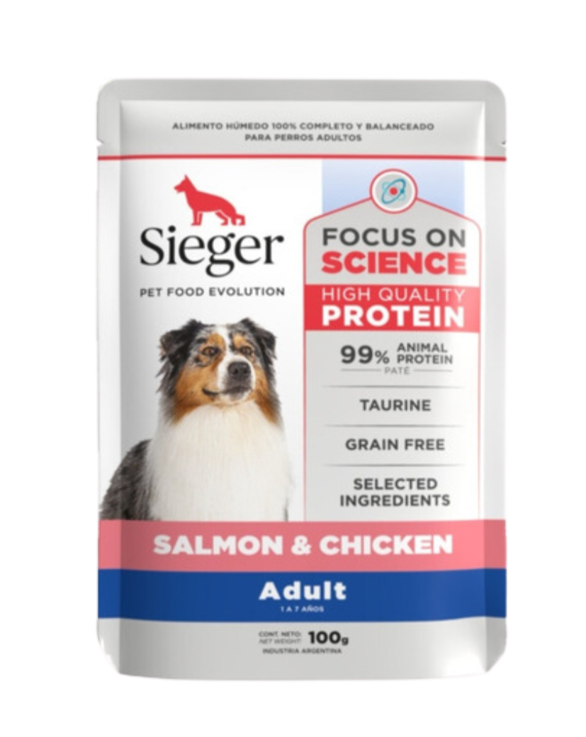SIEGER PERRO AD SALMON Y POLLO POUCH 100GR