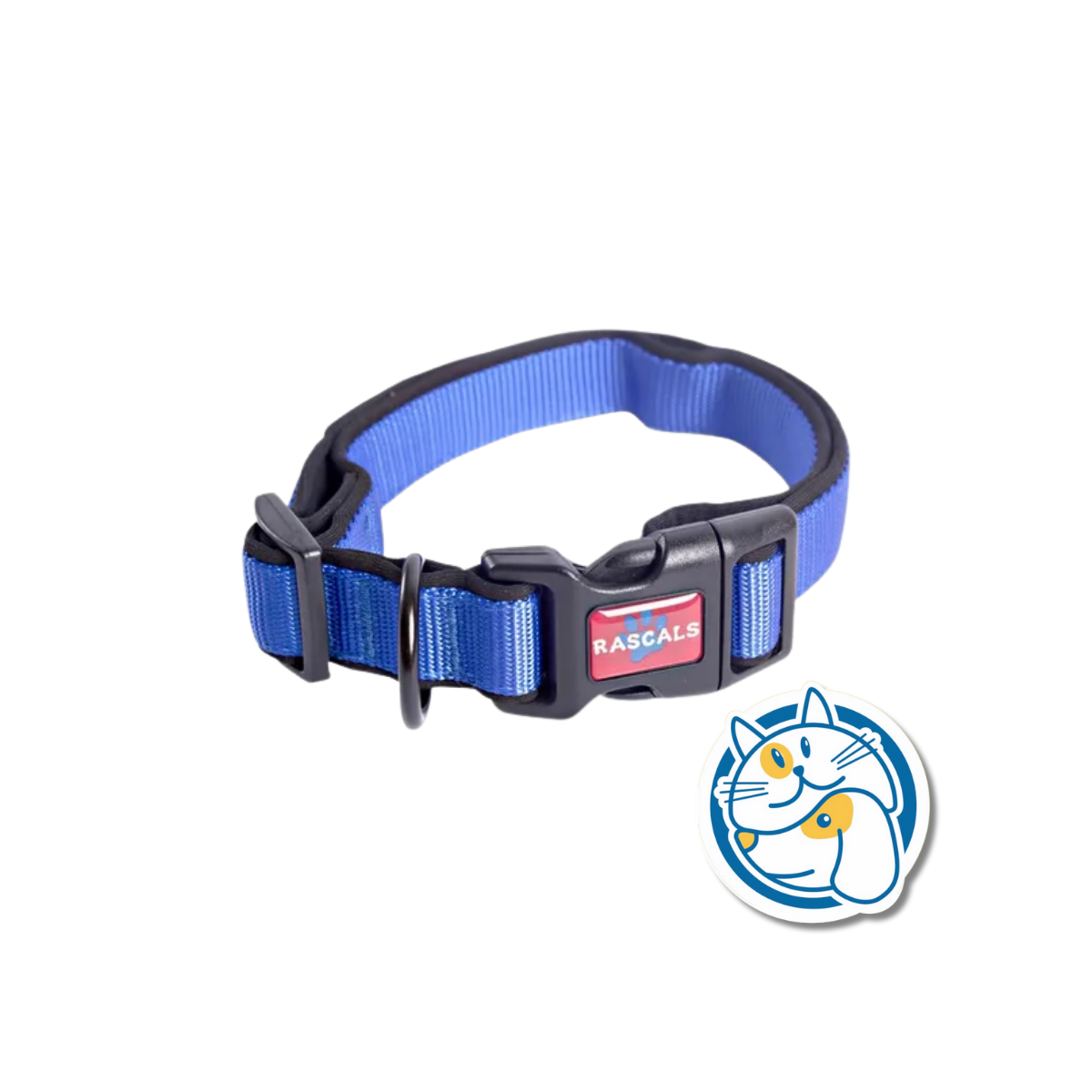 DOG COLLAR ACOLCHONADO SBR PREMIUM , COLOR AZUL，M: 2*35,5-51CM，1PC/TIE BACKCARD
