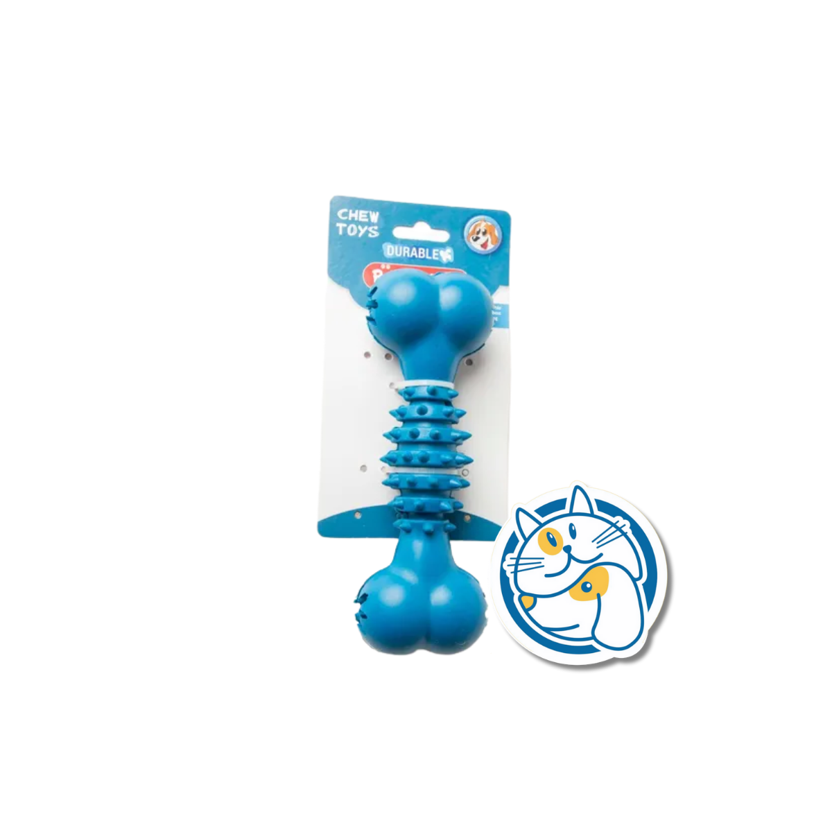 HUESO JUGUETE DE GOMA DISPENSADOR DE PREMIO SNACK ,COLOR AZUL,MEDIDA:12X5CM, 1PC/TIE BACKCARD