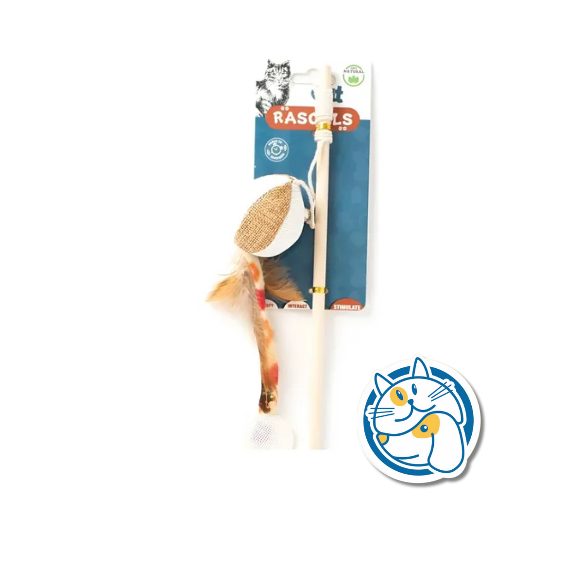 CAÑITA INTERACTIVA PEZ BLANCO PARA GATOS ECOLOGICA - TAMAÑO: CAÑA: 40CM,JUGUETE: 15X9.5CM