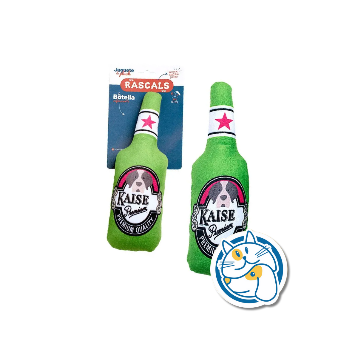 BOTELLA - COLOR: VERDE - JUGUETE DE PLUSH CON CHIFE - MEDIDA: 9X25CM - PESO: 76GR. -