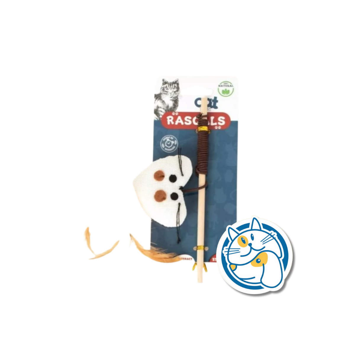 CAÑITA INTERACTIVA CORAZON PARA GATOS ECOLOGICA - TAMAÑO: CAÑA: 40CM,JUGUETE:8X5CM