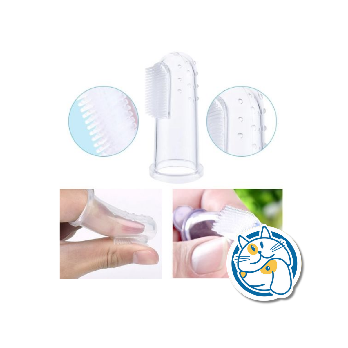 CEPILLO DE DIENTES DE SILICONA PARA DEDO TRANSPARENTE