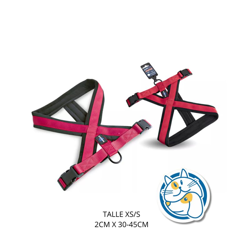 DOG ARNES ACOLCHADO PREMIUM ANTI TIRON，COLOR ROJO，XS/S SIZE, 2 CM X 30-45 CM 1PC/TIE BACKCARD