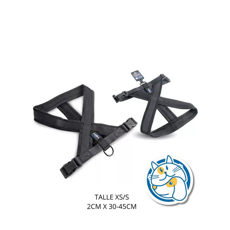 DOG ARNES ACOLCHADO PREMIUM ANTI TIRON，COLOR NEGRO，XS/S SIZE, 2 CM X 30-45 CM 1PC/TIE BACKCARD