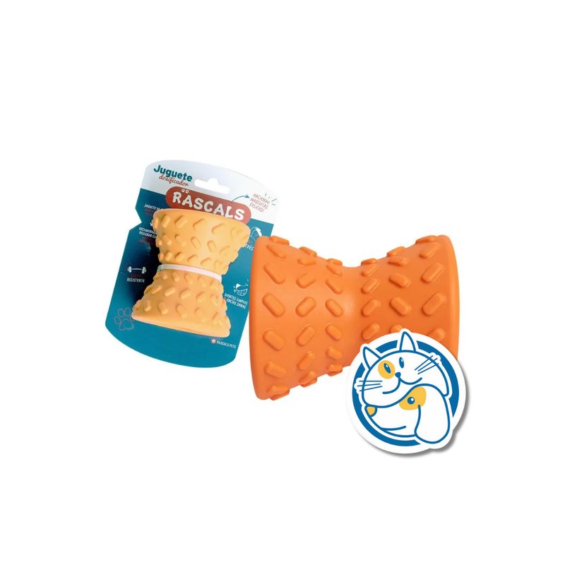 DIABOLO - JUGUETE DE GOMA DISPENSADOR COMIDA PARA PERROS - COLOR: NARANJA - MEDIDA:8X8CM - PESO: 164GR.
