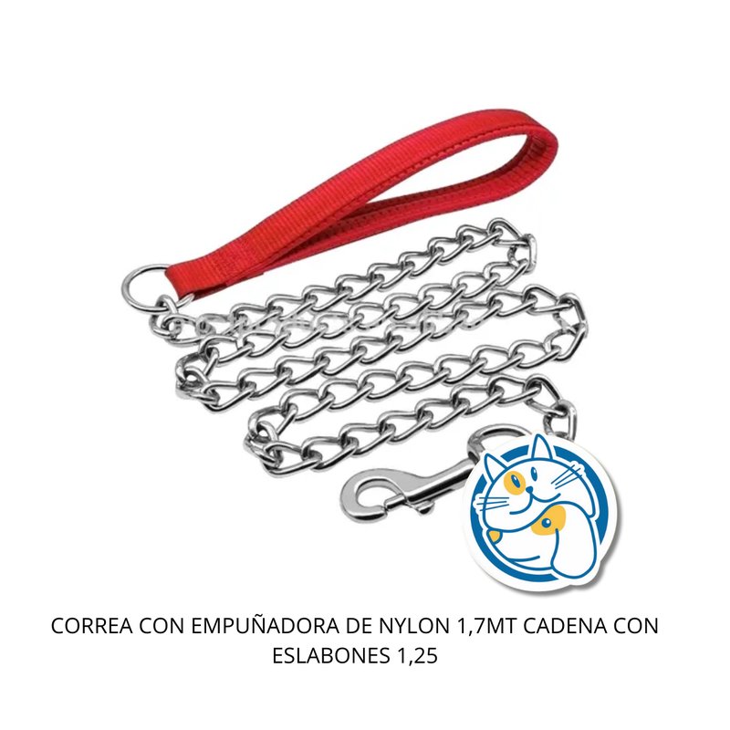 CORREA CON EMPUÑADORA DE NYLON 1,7MT CADENA CON ESLABONES 1,25