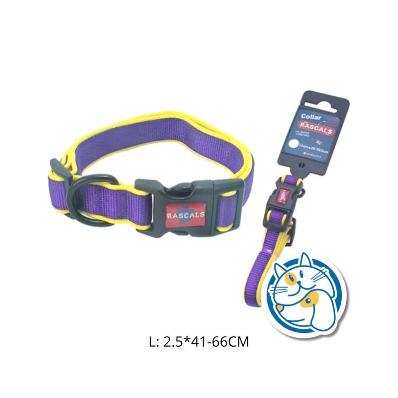 DOG COLLAR ACOLCHONADO SBR PREMIUM， COLOR VIOLETA, L: 2.5*41-66CM，1PC/TIE BACKCARD