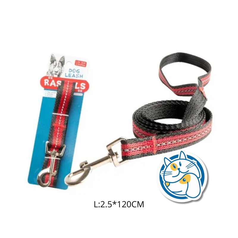 DOG CORREA REFLECTIVA, COLOR ROJO，L:2.5*120CM ，1PC/TIE BACKCARD