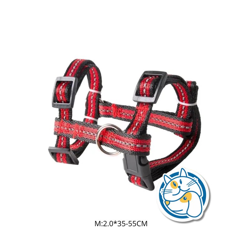 DOG ARNES REFLECTIVO，COLOR ROJO，M:2.0*35-55CM，1PC/TIE BACKCARD -