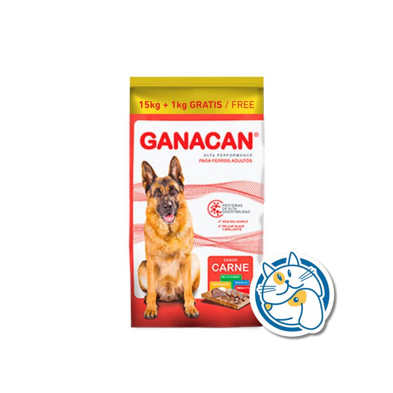 GANACAN PERROS ADULTOS CARNE 15+1KG