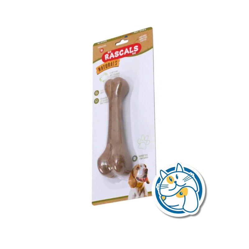 HUESO NATURAL - JUGUETE ANTIASTILLADO - REMUEVE PLACA BACTERIANA - COLOR MARRON - 15X4,3X3,7 CM