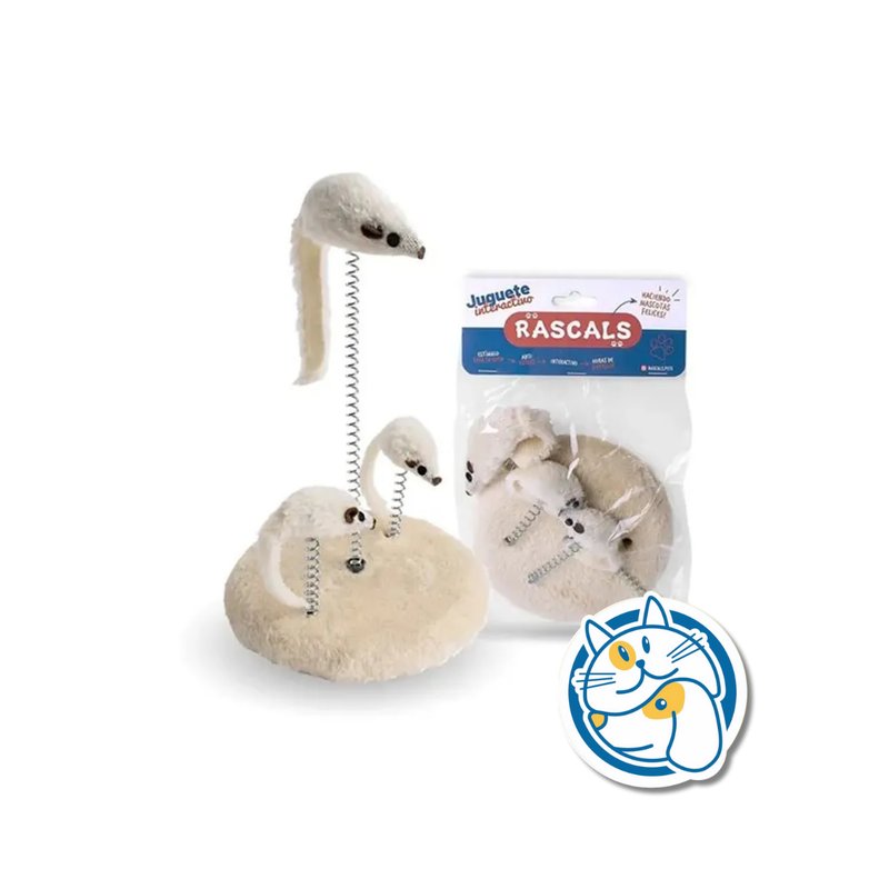 JUGUETE INTERACTIVO PARA GATOS 3 RATONES- TAMAÑO: 15X25CM COLOR: MARRON/BEIGE