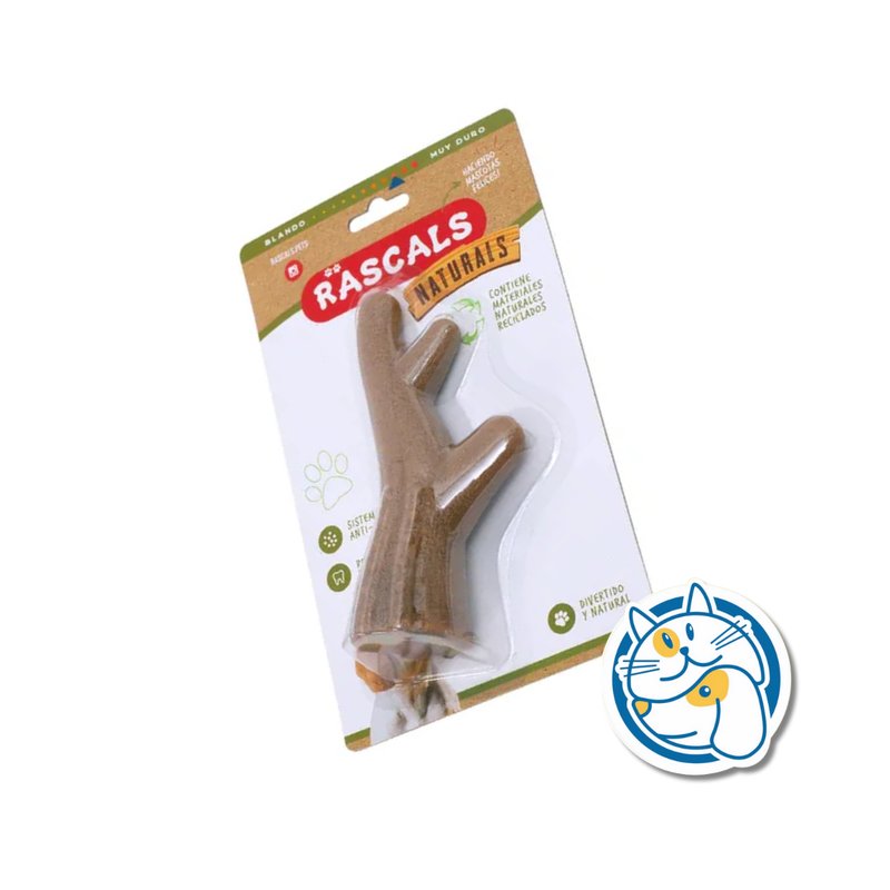 RAMA NATURAL - JUGUETE ANTIASTILLADO - REMUEVE PLACA BACTERIANA - COLOR MARRON - 15,2X8X4,7 CM