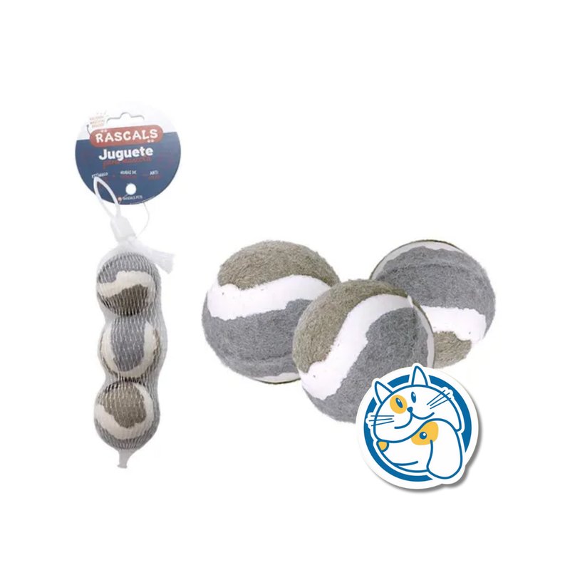 PACK 3 PELOTAS DE TENIS - COLOR: - DIAMETRO 5 CM -