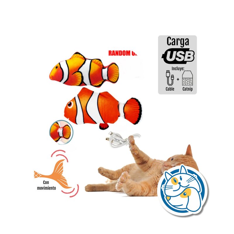 PEZ C/MOVIMIENTO Y CATNIP (CARGA POR USB)