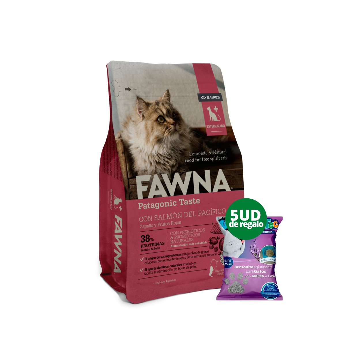 FAWNA GATOS ADULTOS ESTERILIZADOS 7,5KG + 5 ZOOTEC AGLUTINANTES LAVANDA 4KG