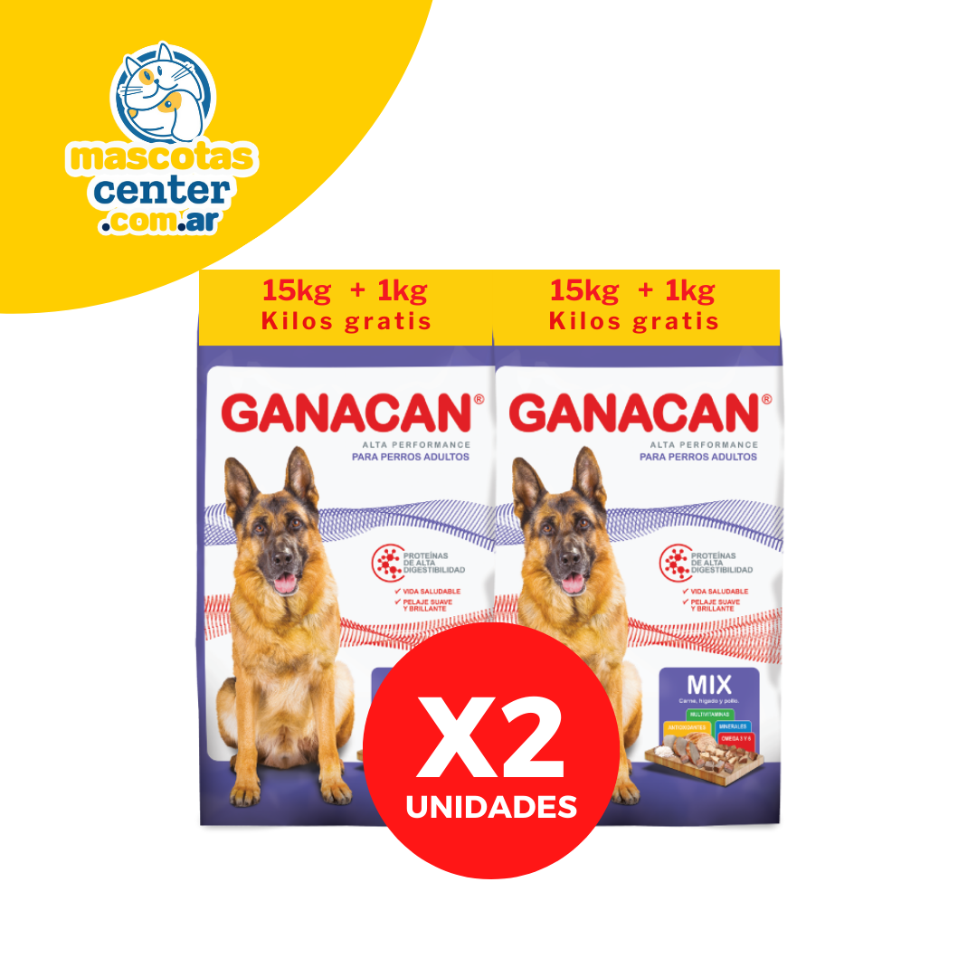 Ganacan Perro Adulto Mix 15+1KG COMBO X2